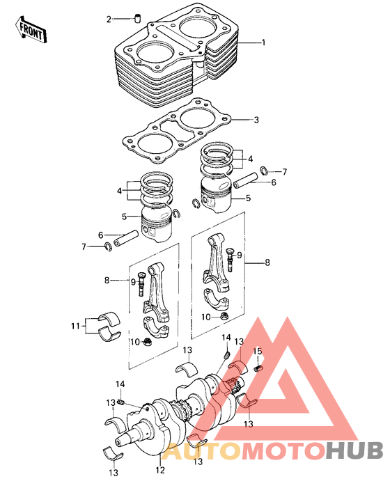 Cylinder/pistons/crankshaft