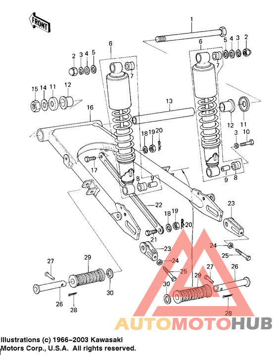 Swing arm/shock absorbers