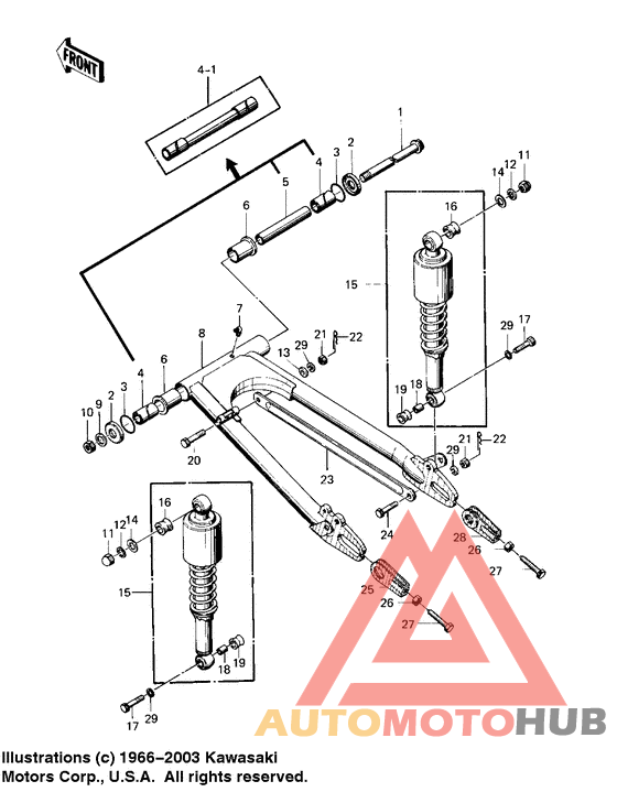 Swing arm/shock absorbers