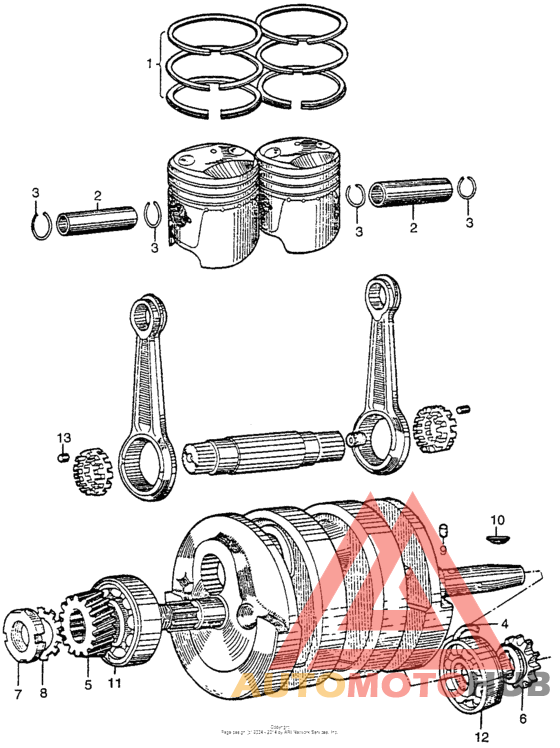 Crankshaft + connecting rod + piston (1)