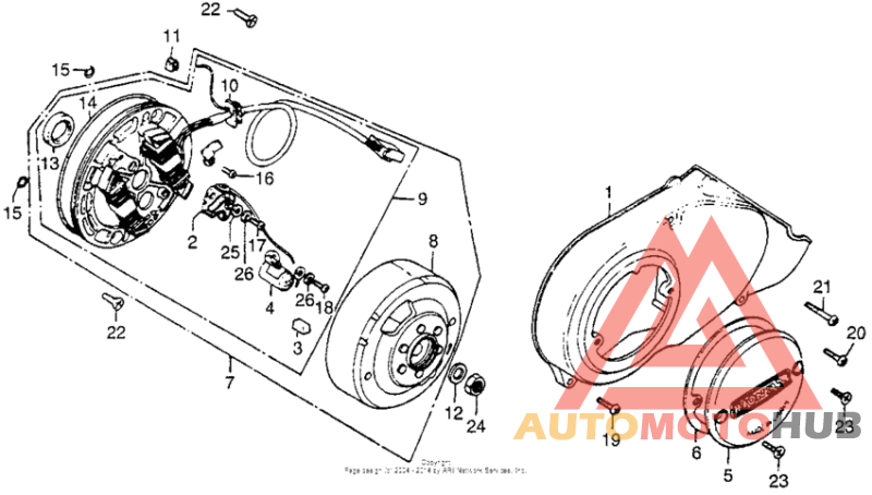 Left crankcase cover + alternator