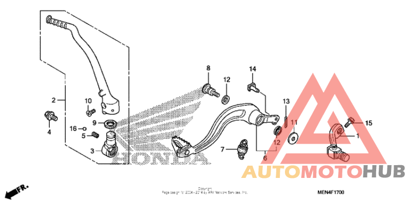 Pedal + kick starter arm