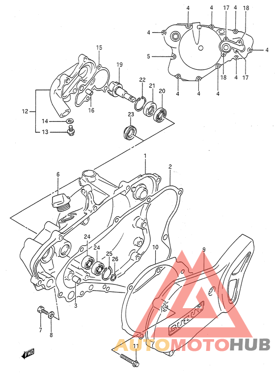 Crankcase cover- water pump