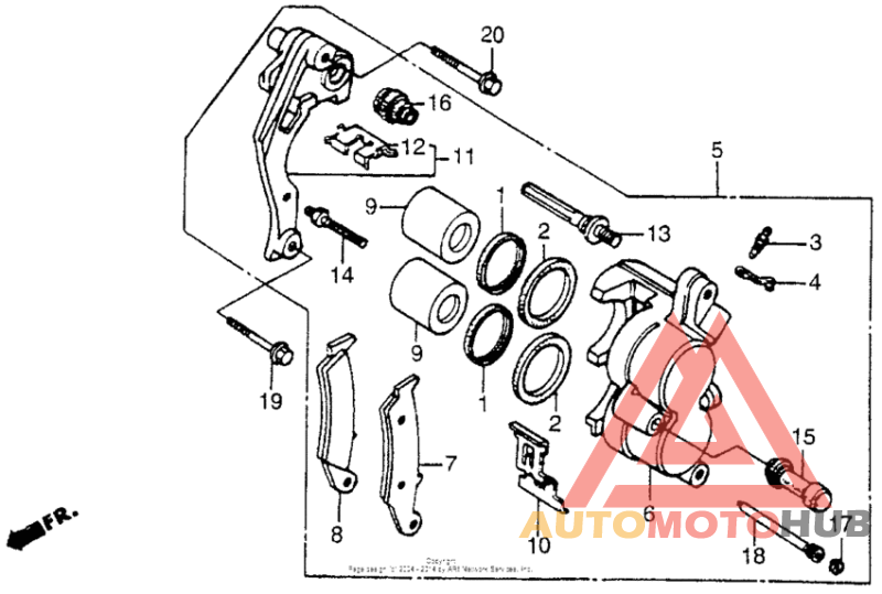 Fr. brake caliper 87-89