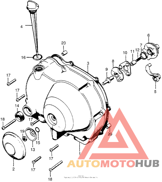 Right crankcase cover + clutch lifter
