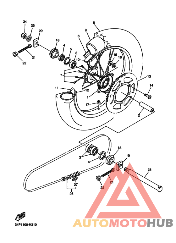 Rear wheel complete assy