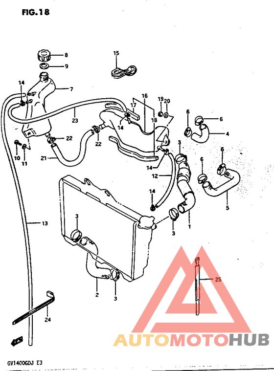 Radiator hose -reserve tank