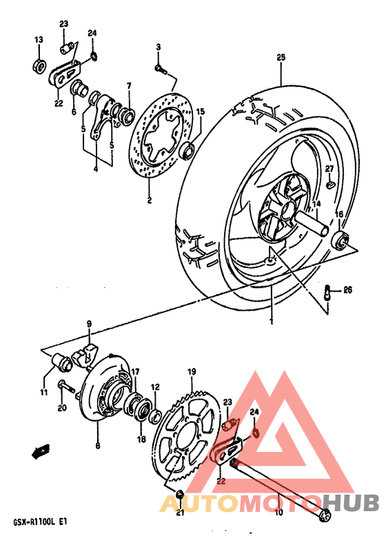 Rear wheel complete assy