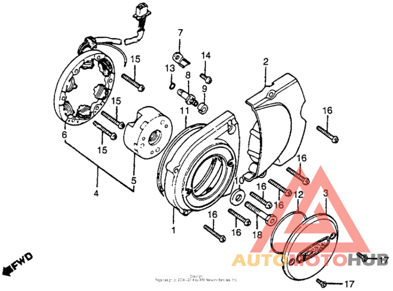 Left crankcase cover + alternator 80