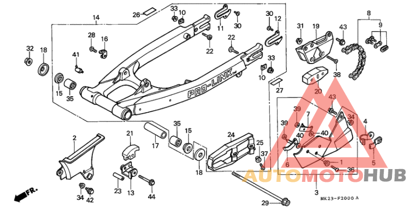Rear fork/chain case