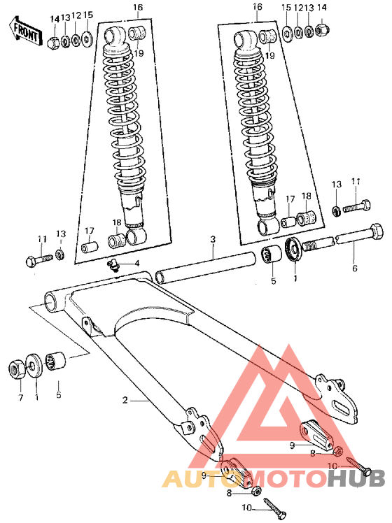 Swing arm/shock absorbers