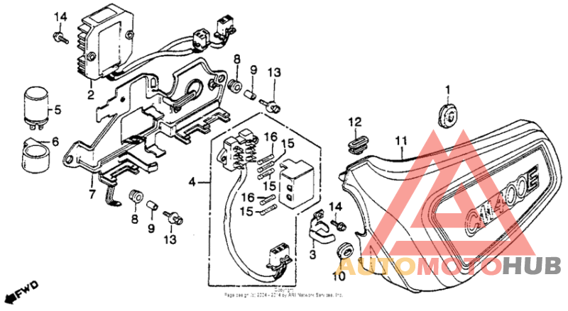 Left side cover + rectifier + fuse