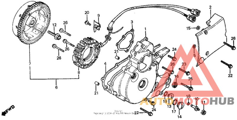 Left crankcase cover + alternator