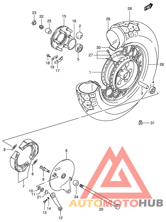 Rear wheel complete assy