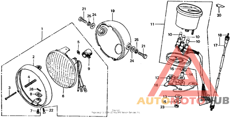 Headlight + speedometer