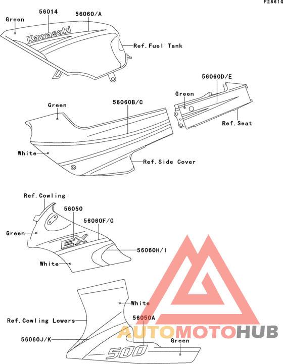Decals(ex500-a7)(green/white)
