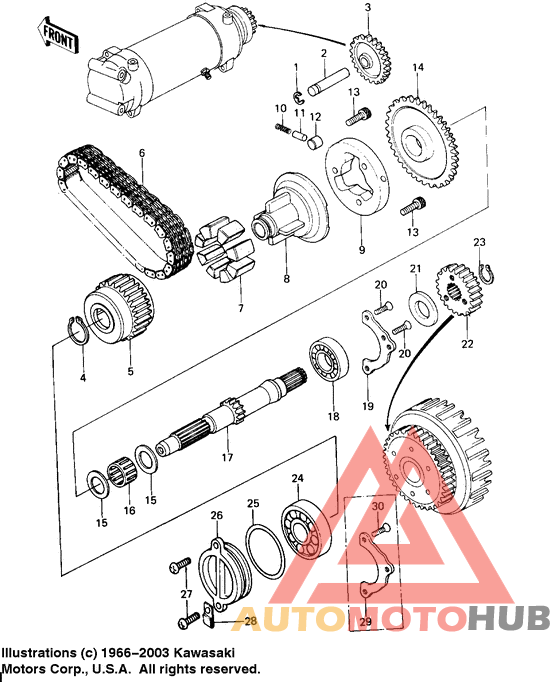 Secondary shaft/starter clutch
