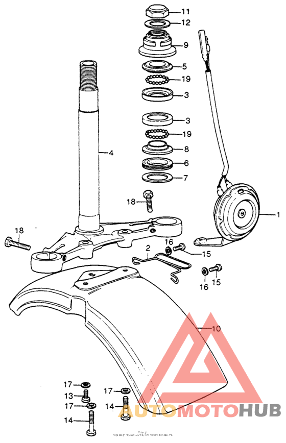 Steering stem + front fender + horn