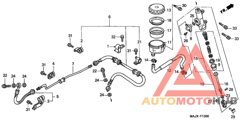 Rr. brake master cylinder