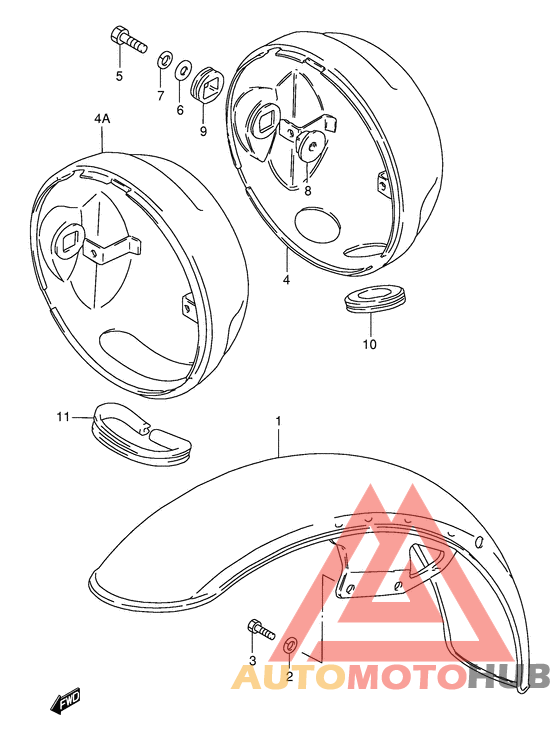 Front fender - headlamp housing