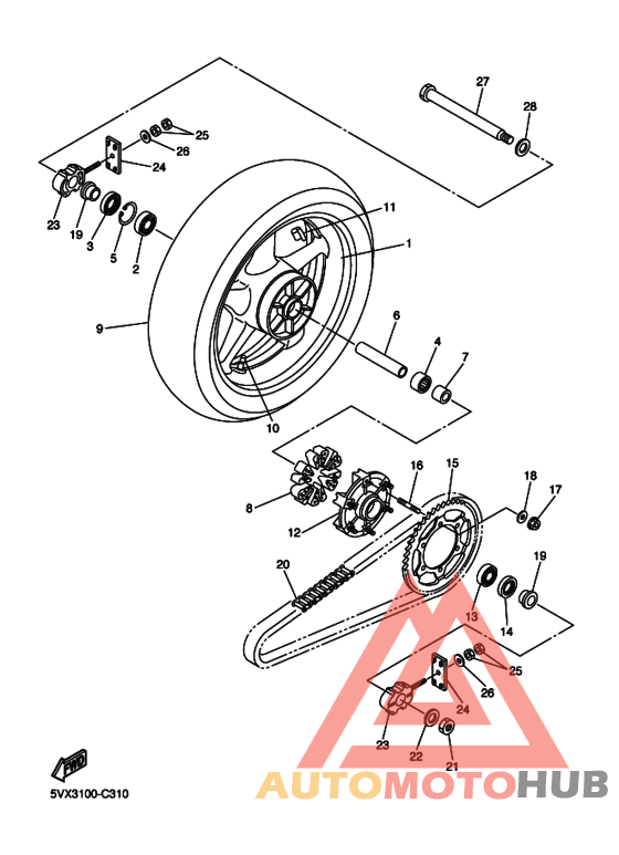 Rear wheel complete assy