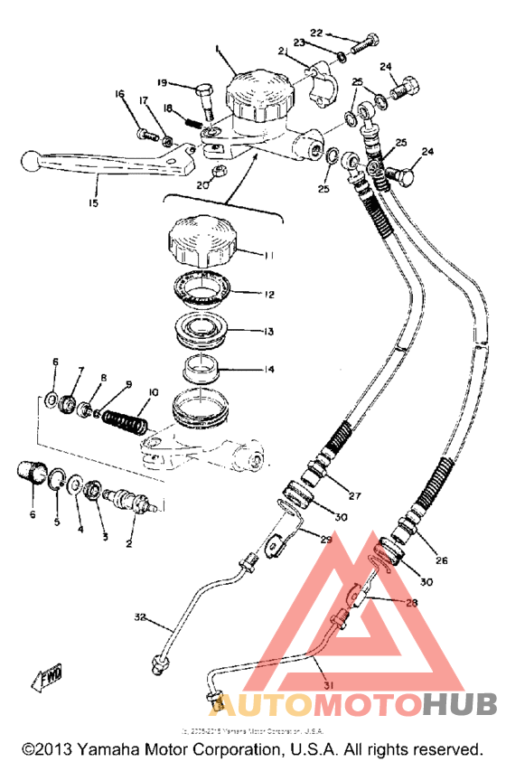 Master cylinder-brake hose