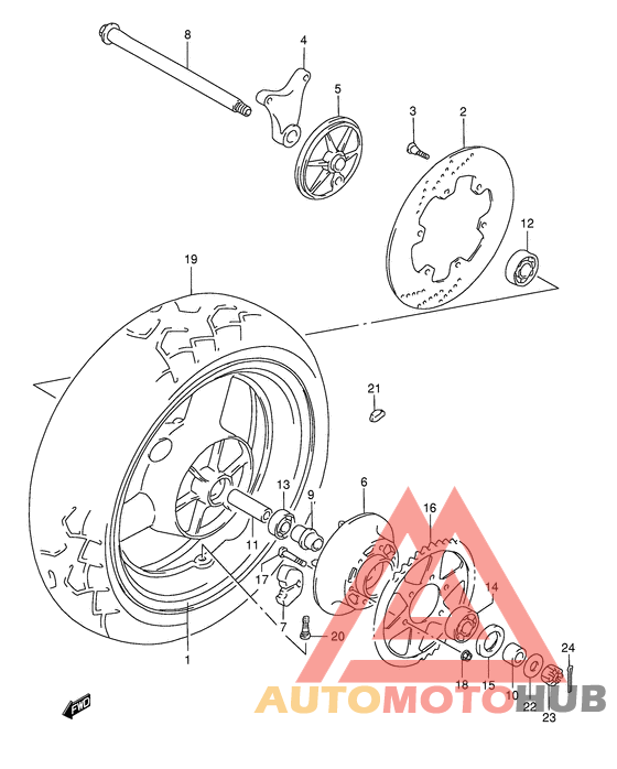Rear wheel complete assy