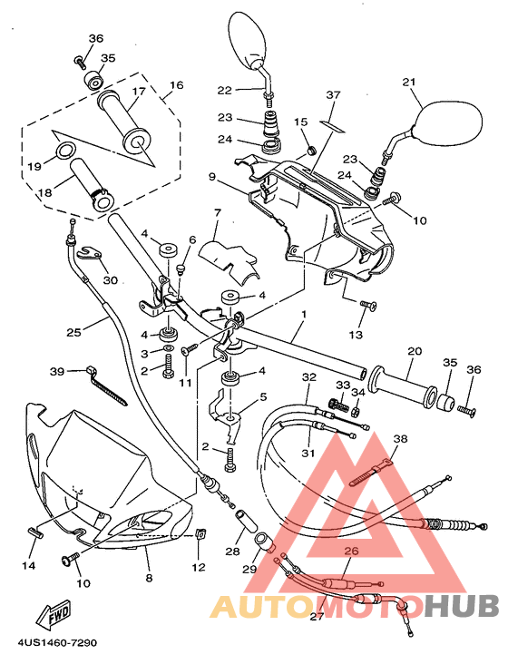 Steering handle. cable
