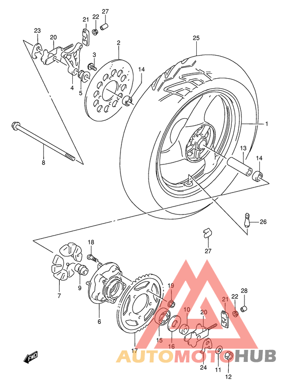 Rear wheel complete assy