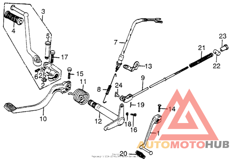 Change pedal + brake pedal + kick starter arm