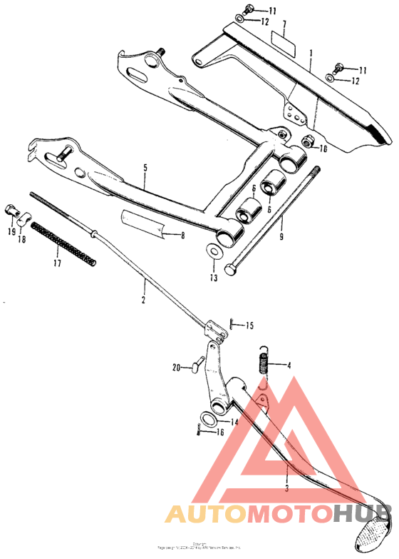 Swingarm + chain case + rake pedal