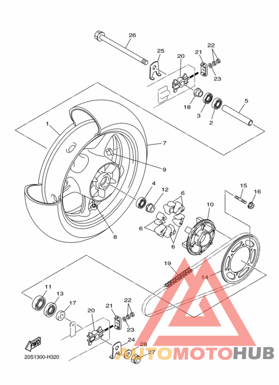 Rear wheel complete assy