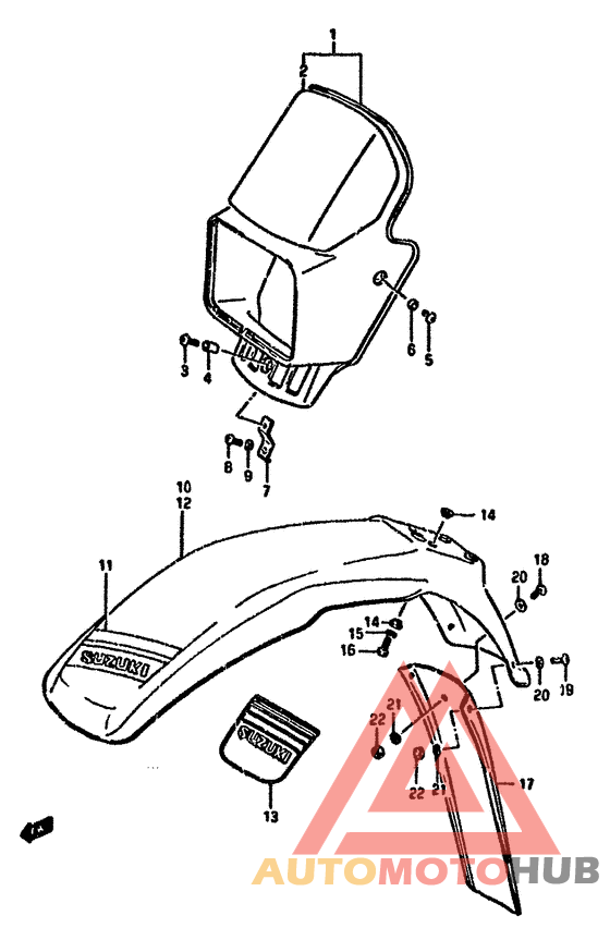 Headlamp cover-front fender (model h e15,e18,e24,model j e15