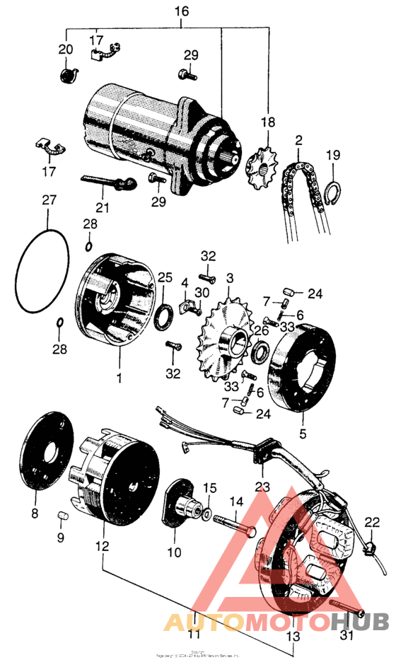 Starting motor + alternator