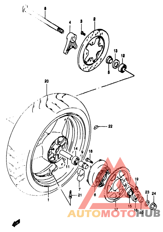 Rear wheel complete assy