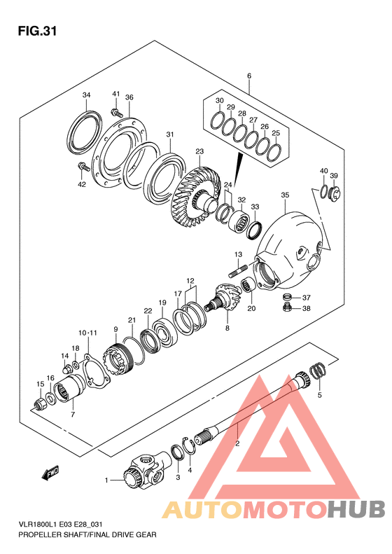 Propeller shaft/final drive gear