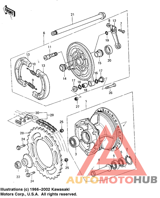 Rear hub/brake/chain