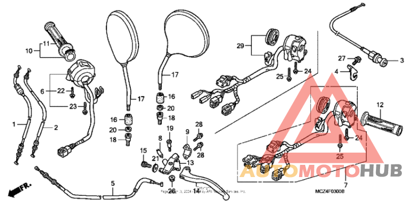 Handle lever + switch + cable