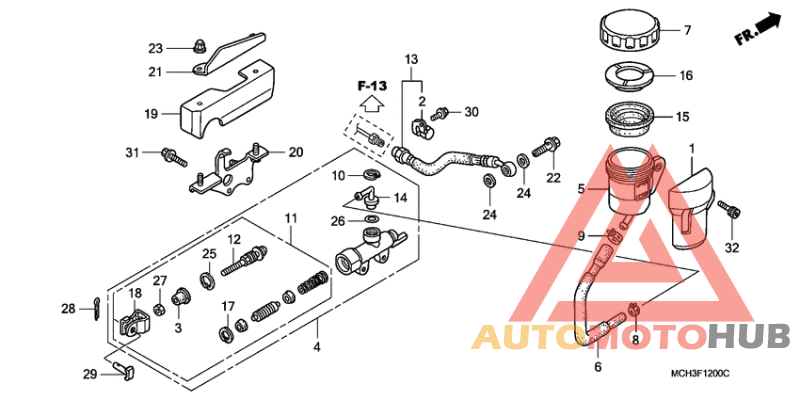 Rr. brake master cylinder