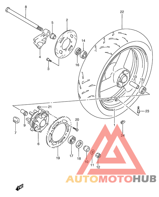 Rear wheel complete assy