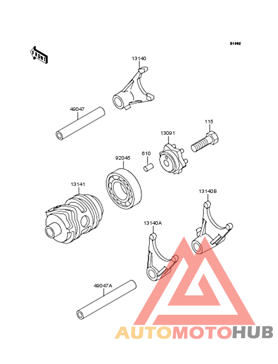 Gear change drum & forks