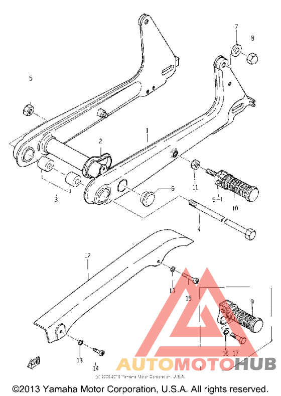 Rear arm and chain case