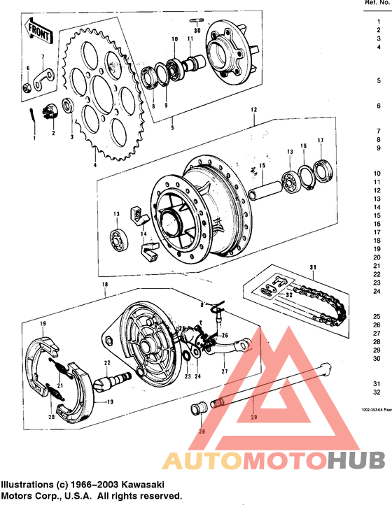 Rear hub/brake/chain