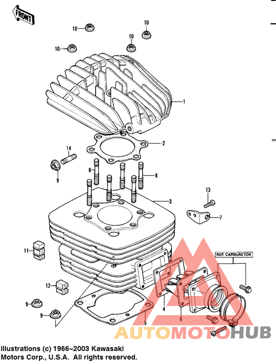 Cylinder head/cylinder/reed valve