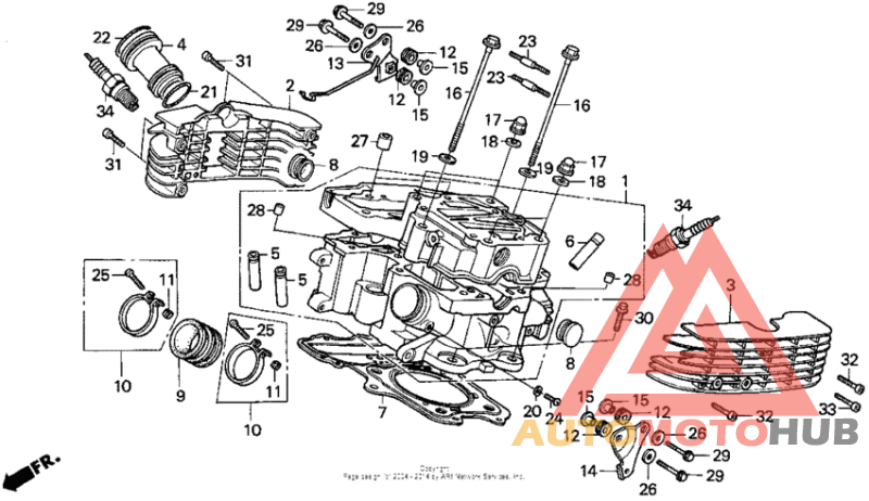 Vt1100c rear cylinder head