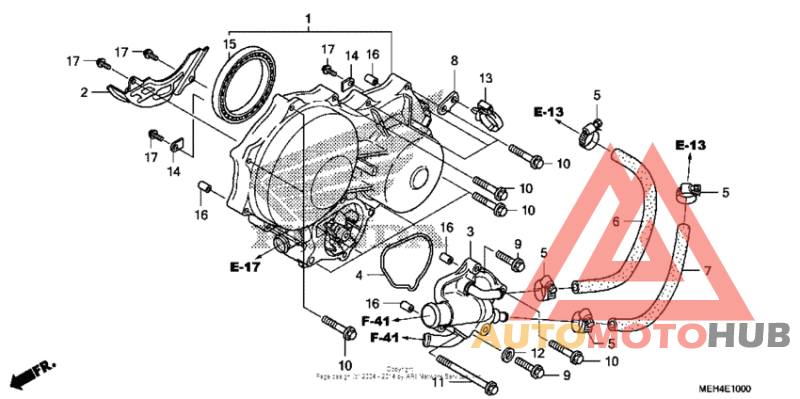 Left crankcase cover + water pump