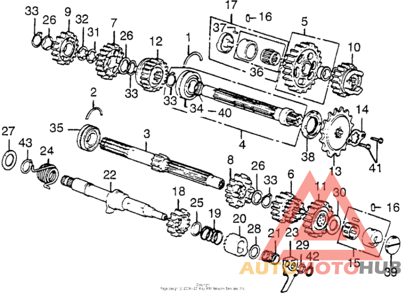 Transmission + kick spindle