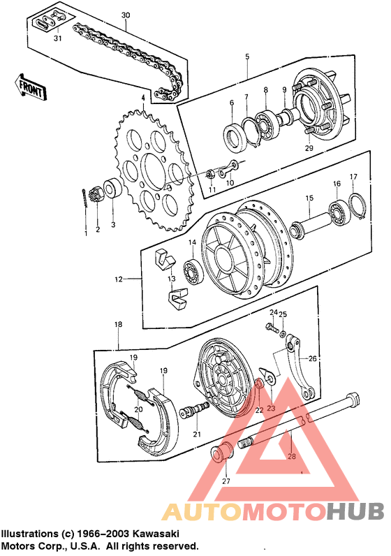 Rear hub/brake/chain