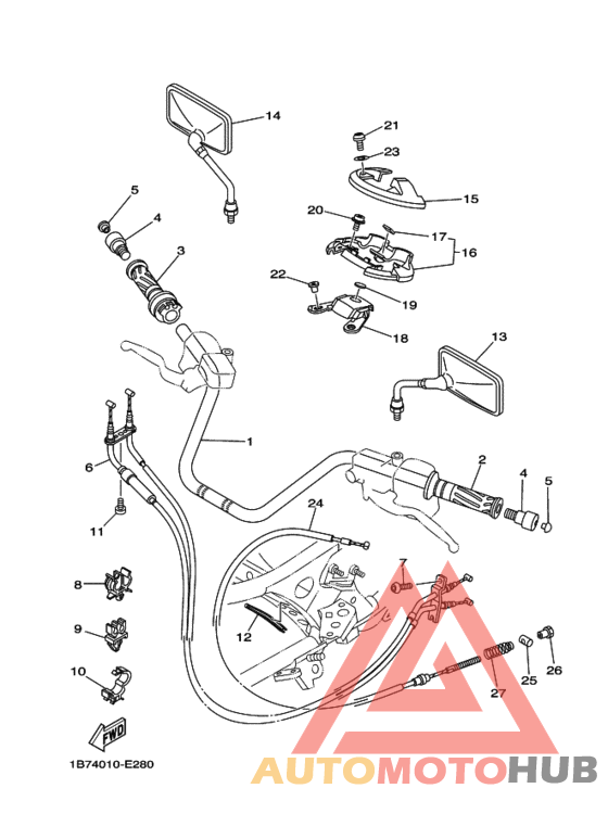 Рулевой рычаг и кабель