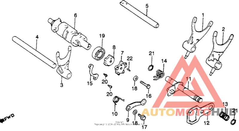 Shift drum + shift fork